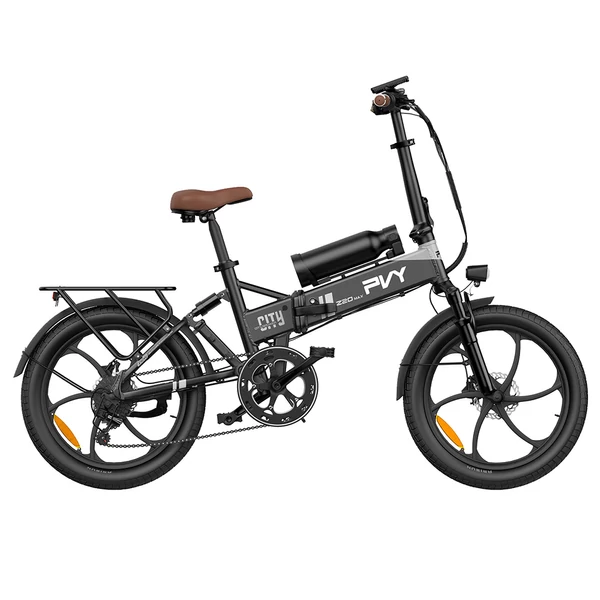 PVY Z20 Max elektromos kerékpár 750W motorral, 36V 25.6Ah akkuval, 20×2.3” kerékkel, 25 km/h, akár 200 km hatótáv, hidraulikus fék, Shimano 7 sebesség – Szürke