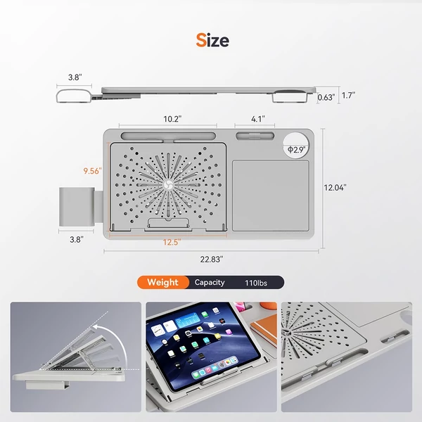 NEWTRAL LAPD levehető munkaállomás MagicH‑BP / MagicH‑BPro ergonomikus székhez – Szürke