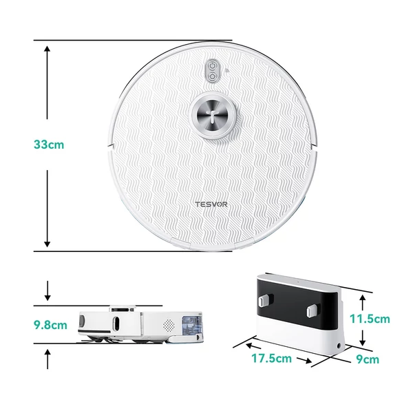 Tesvor S8 Pro robotporszívó felmosó funkcióval, 6000Pa szívóerővel, LiDAR navigációval, 240 perces üzemidővel, app/Alexa vezérléssel