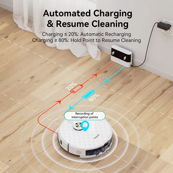 Tesvor S8 Pro robotporszívó felmosó funkcióval, 6000Pa szívóerővel, LiDAR navigációval, 240 perces üzemidővel, app/Alexa vezérléssel