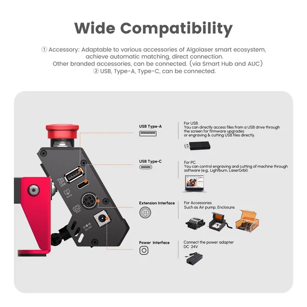 AlgoLaser DIY KIT MK2 10W lézergravírozó gép + gravírozó ágy + forgatóhenger