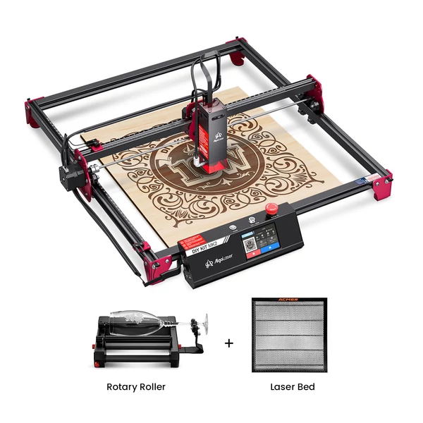AlgoLaser DIY KIT MK2 10W lézergravírozó gép + gravírozó ágy + forgatóhenger