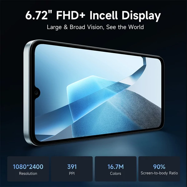 FOSSiBOT S2 4G okostelefon, Android 14, 8GB/256GB, 6.72'' FHD kijelző, 5000mAh, 50+16MP kamera, Dual SIM, NFC – Szürke