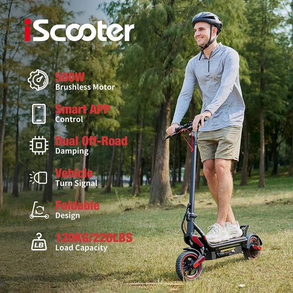 iScooter W8 elektromos roller, 500W motor, 48V 10.4Ah akku, 40 km hatótáv, 9.3” kerék, tárcsa+dobfék, dupla rugózás, irányjelző, app vezérlés