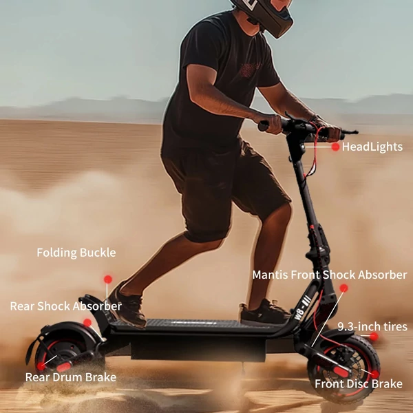 iScooter W8 elektromos roller, 500W motor, 48V 10.4Ah akku, 40 km hatótáv, 9.3” kerék, tárcsa+dobfék, dupla rugózás, irányjelző, app vezérlés