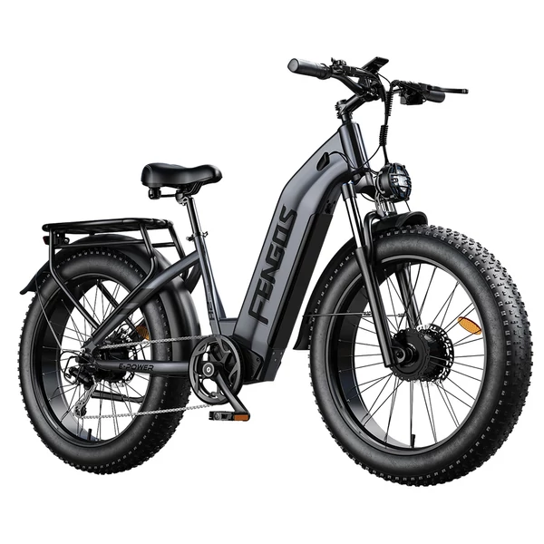 FENGQS H2 Pro elektromos kerékpár, 2×1000W motorral, 52V 20Ah akkumulátorral, 26×4.0 gumik, 50 km/h, 145 km hatótáv, hidraulikus fék – Szürke