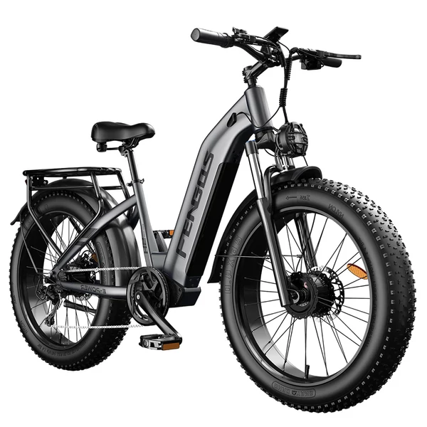 FENGQS H2 Pro elektromos kerékpár, 2×1000W motorral, 52V 20Ah akkumulátorral, 26×4.0 gumik, 50 km/h, 145 km hatótáv, hidraulikus fék – Szürke