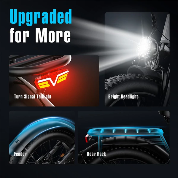 FENGQS H2 Pro elektromos kerékpár, 2×1000W motorral, 52V 20Ah akkumulátorral, 26×4.0 gumik, 50 km/h, 145 km hatótáv, hidraulikus fék – Szürke