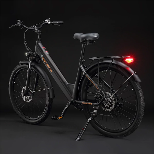 PURE UNICORN U2 elektromos kerékpár, 750W motor, 48V 12.8Ah akku, 27.5” kerék, 45 km/h, 60 km hatótáv, tárcsafék, első teleszkóp – Fekete