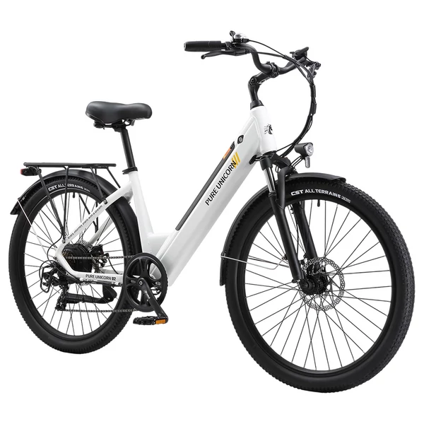 PURE UNICORN U2 elektromos kerékpár, 750W motor, 48V 12.8Ah akku, 27.5” kerék, 45 km/h, 60 km hatótáv, tárcsafék, első teleszkóp – Fehér