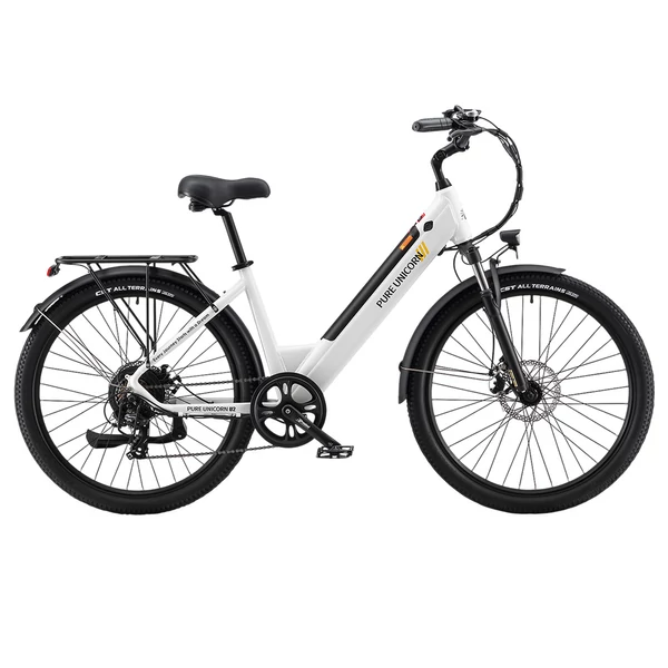 PURE UNICORN U2 elektromos kerékpár, 750W motor, 48V 12.8Ah akku, 27.5” kerék, 45 km/h, 60 km hatótáv, tárcsafék, első teleszkóp – Fehér