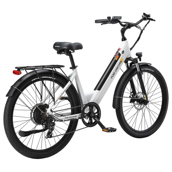 PURE UNICORN U2 elektromos kerékpár, 750W motor, 48V 12.8Ah akku, 27.5” kerék, 45 km/h, 60 km hatótáv, tárcsafék, első teleszkóp – Fehér