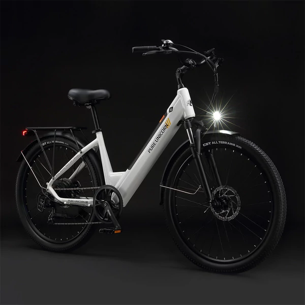 PURE UNICORN U2 elektromos kerékpár, 750W motor, 48V 12.8Ah akku, 27.5” kerék, 45 km/h, 60 km hatótáv, tárcsafék, első teleszkóp – Fehér