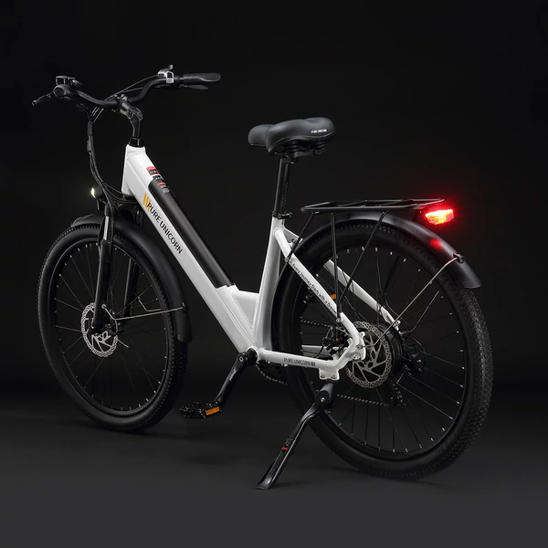 PURE UNICORN U2 elektromos kerékpár, 750W motor, 48V 12.8Ah akku, 27.5” kerék, 45 km/h, 60 km hatótáv, tárcsafék, első teleszkóp – Fehér
