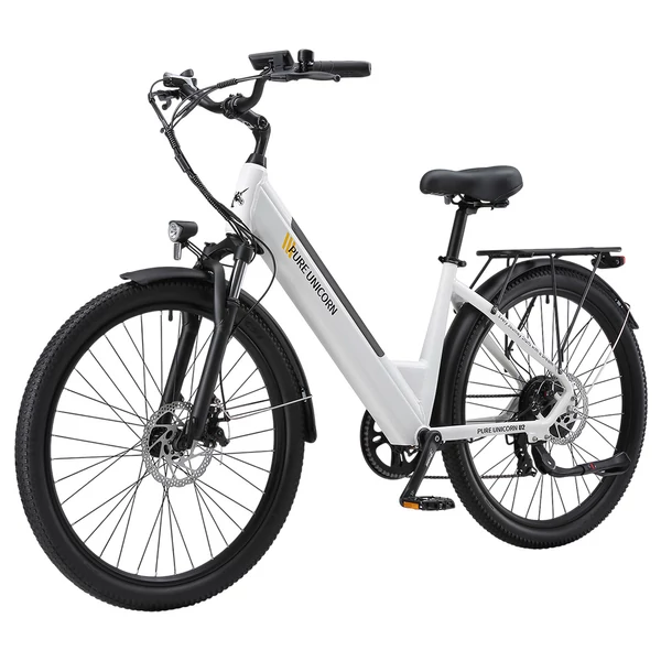 PURE UNICORN U2 elektromos kerékpár, 750W motor, 48V 12.8Ah akku, 27.5” kerék, 45 km/h, 60 km hatótáv, tárcsafék, első teleszkóp – Fehér