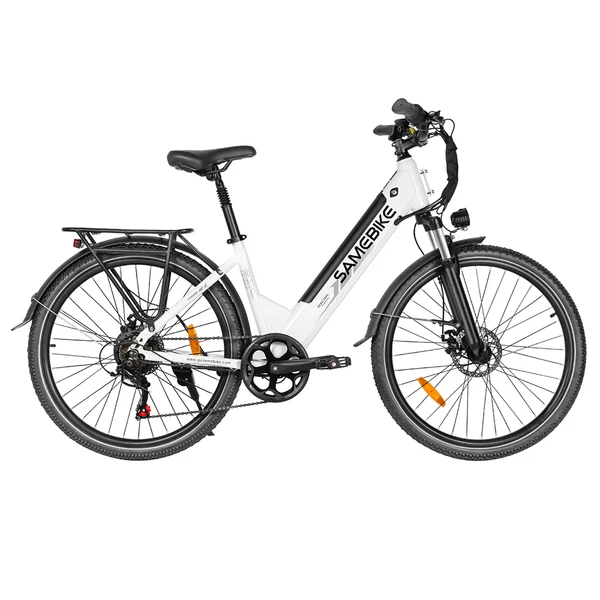 SAMEBIKE RS-A01 Pro-T elektromos kerékpár, 500W motor, 36V 15Ah akku, 26” kerék, 32 km/h, 90 km hatótáv, Shimano 7 sebesség – Fehér