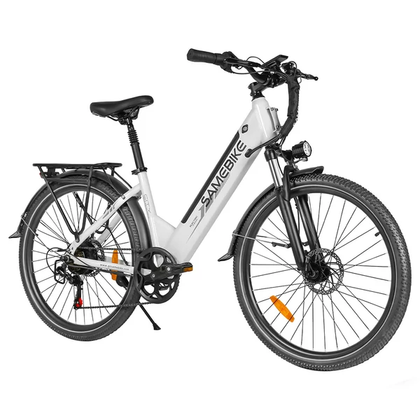 SAMEBIKE RS-A01 Pro-T elektromos kerékpár, 500W motor, 36V 15Ah akku, 26” kerék, 32 km/h, 90 km hatótáv, Shimano 7 sebesség – Fehér