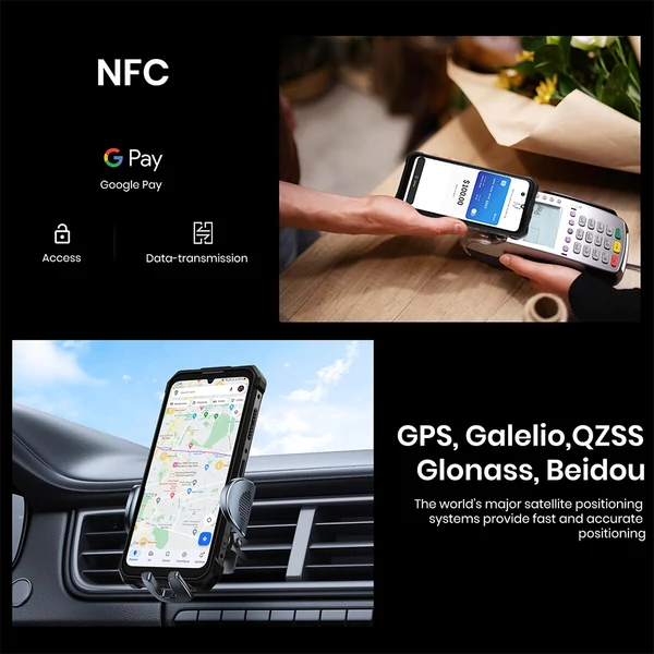 FOSSiBOT F110L strapabíró 4G okostelefon, 12GB+128GB, 6.745'' HD+ kijelző, 128 dB hangszóró, 10000 mAh, 20W gyorstöltés, 50 MP kamera, IP68/IP69K - Fekete