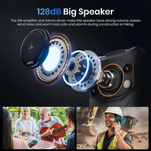 FOSSiBOT F110L strapabíró 4G okostelefon, 12GB+128GB, 6.745'' HD+ kijelző, 128 dB hangszóró, 10000 mAh, 20W gyorstöltés, 50 MP kamera, IP68/IP69K - Fekete