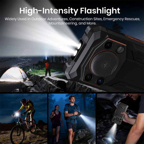 FOSSiBOT F110L strapabíró 4G okostelefon, 12GB+128GB, 6.745'' HD+ kijelző, 128 dB hangszóró, 10000 mAh, 20W gyorstöltés, 50 MP kamera, IP68/IP69K - Fekete