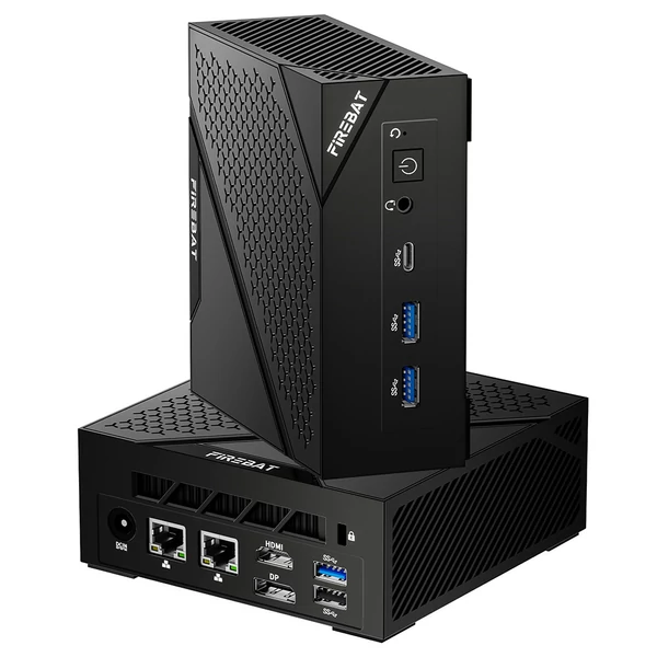 FIREBAT AM02 mini PC – Ryzen 5 6600H, 16GB RAM, 512GB SSD, 4K hármas kijelző (Type‑C/DP/HDMI), WiFi 6, BT 5.2, USB3.2, LAN