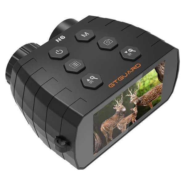 GTGUARD N6 digitális éjjellátó távcső, 300 m IR 850 nm, 12MP, 1080P, 5× zoom, 2.95” kijelző, USB‑C, 128GB TF támogatás