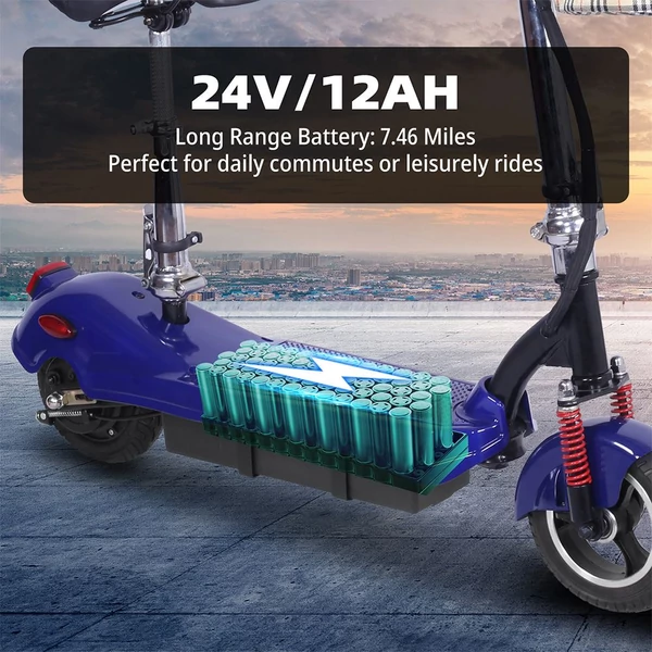Unificare M5 elektromos roller üléssel, 350W motorral, 24V 12Ah akkuval, 8” kerék, 20 km/h, 12 km hatótáv – Kék