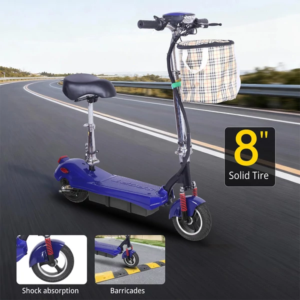 Unificare M5 elektromos roller üléssel, 350W motorral, 24V 12Ah akkuval, 8” kerék, 20 km/h, 12 km hatótáv – Kék