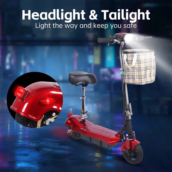 Unificare M5 elektromos roller üléssel, 350W motorral, 24V 12Ah akkuval, 8” kerék, 20 km/h, 12 km hatótáv – Piros