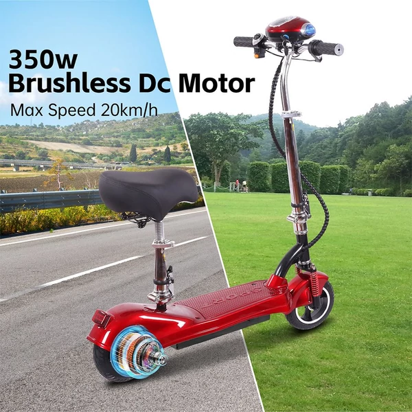 Unificare M5 elektromos roller üléssel, 350W motorral, 24V 12Ah akkuval, 8” kerék, 20 km/h, 12 km hatótáv – Piros