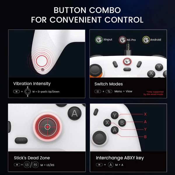 GameSir Nova Lite vezeték nélküli játékvezérlő, három módú csatlakozás PC‑hez / Steamhez / Androidhoz / iOS‑hez / Switchhez – Fehér