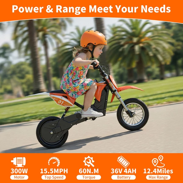 HillMiles MileRocket 1 elektromos gyerek motor – 300W, 36V, 25 km/h, 20 km hatótáv, 60 kg teherbírás, 12” gumik, dobfék, rugózás