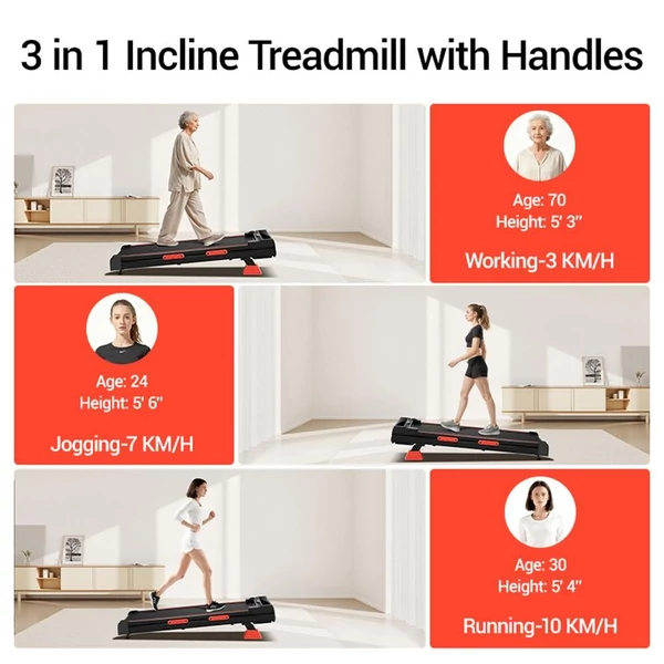 ROBORE X5 gyaloglópad 16% dőlésszöggel, csendes 2.5HP motorral, 10 km/h sebességgel, otthoni asztal alatti futópad, 150 kg teherbírás