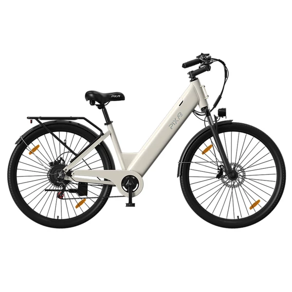 PIXAR C1 elektromos kerékpár, 250W motor, 36V 13Ah akku, 25 km/h, 65 km hatótáv, 27.5×1.95 gumi, Shimano 7 seb., LCD, tárcsafék, teleszkóp – Bézs