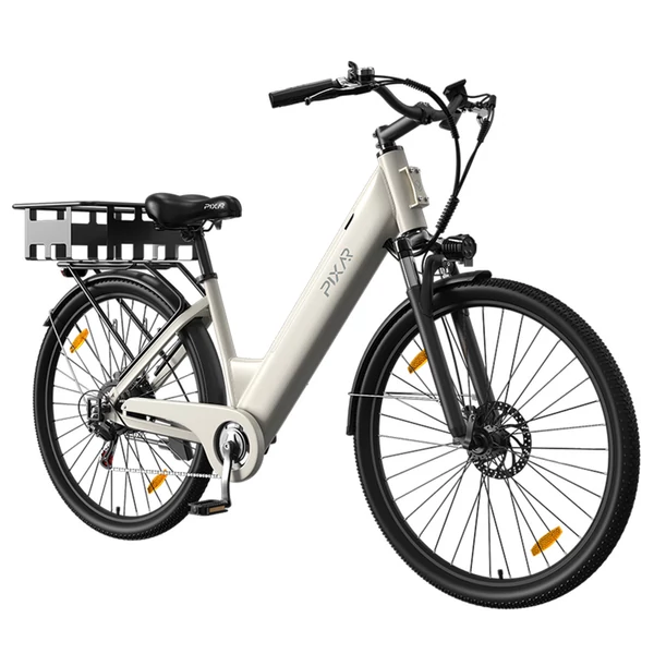 PIXAR C1 elektromos kerékpár, 250W motor, 36V 13Ah akku, 25 km/h, 65 km hatótáv, 27.5×1.95 gumi, Shimano 7 seb., LCD, tárcsafék, teleszkóp – Bézs