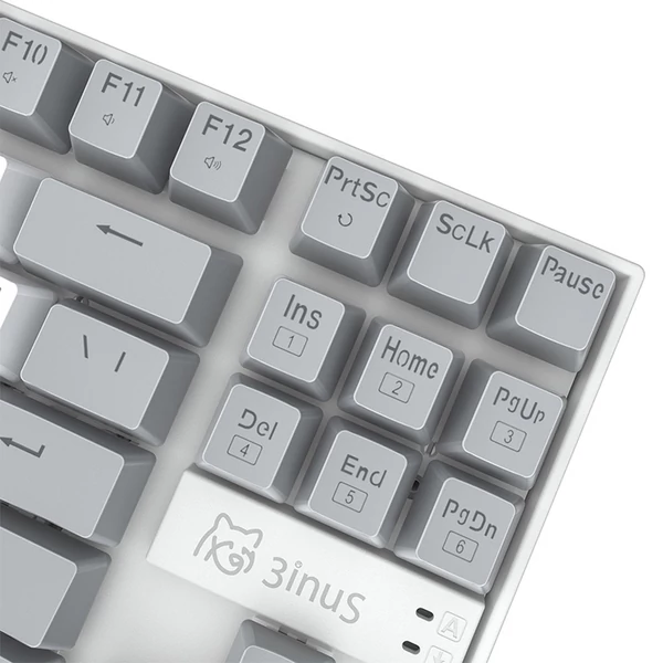 3inuS 87 gombos, 5 az 1-ben mechanikus billentyűzet USB‑C hubbal, hot‑swappolható, Mac/Windows kompatibilis –  Piros billentyűkkel