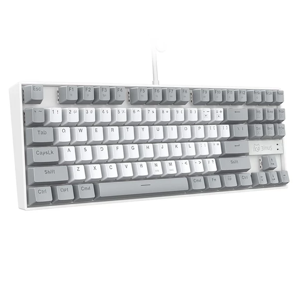 3inuS 87 gombos, 5 az 1-ben mechanikus billentyűzet USB‑C hubbal, hot‑swappolható, Mac/Windows kompatibilis –  Kék billentyűkkel