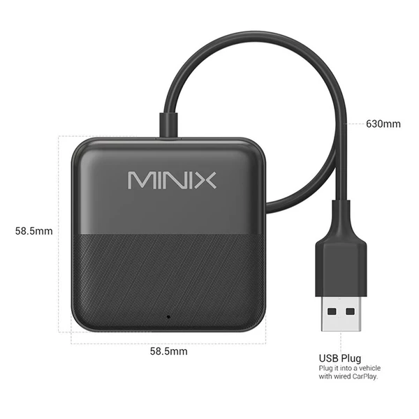 MINIX CA361 Plus vezeték nélküli CarPlay & Android Auto adapter, Plug & Play HDMI multimédia