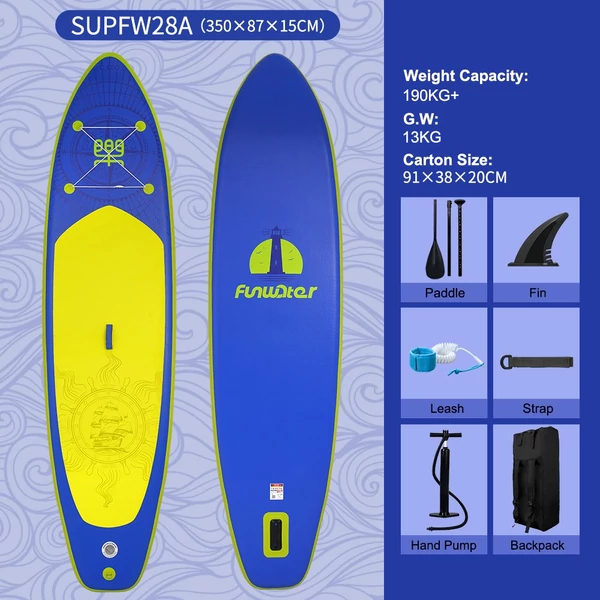 FunWater SUPFW28A felfújható SUP deszka – 350×87×15 cm álló evezős paddle board