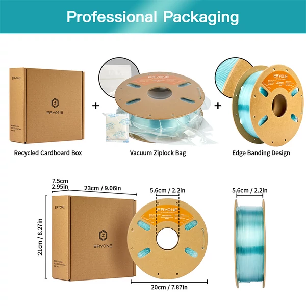 ERYONE nagysebességű, áttetsző színátmenetes PETG filament 1kg – világos kék & átlátszó