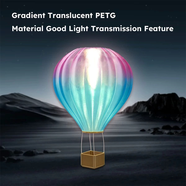 4kg ERYONE HS áttetsző színátmenetes multi‑color PETG filament – rózsapiros & kék / sötétkék & átlátszó / világoskék & átlátszó / világos rózsaszín & átlátszó