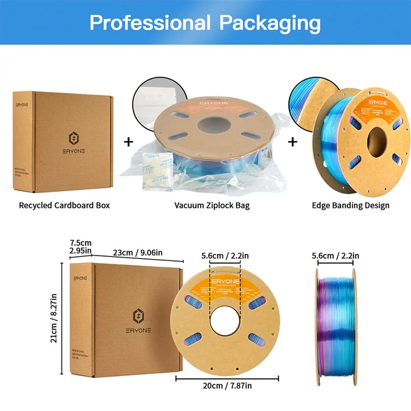 4kg ERYONE HS áttetsző színátmenetes multi‑color PETG filament – rózsapiros & kék / sötétkék & átlátszó / világoskék & átlátszó / világos rózsaszín & átlátszó