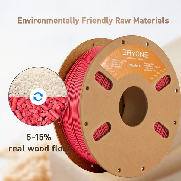 ERYONE Wood PLA 1kg – Faszerű PLA filament - Piros