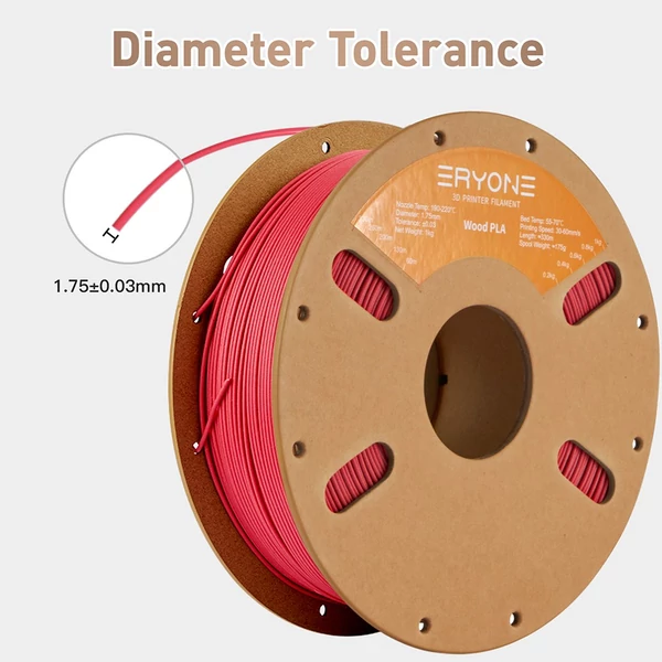 ERYONE Wood PLA 1kg – Faszerű PLA filament - Piros