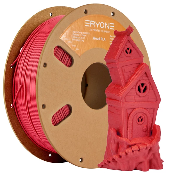 ERYONE Wood PLA 1kg – Faszerű PLA filament - Piros