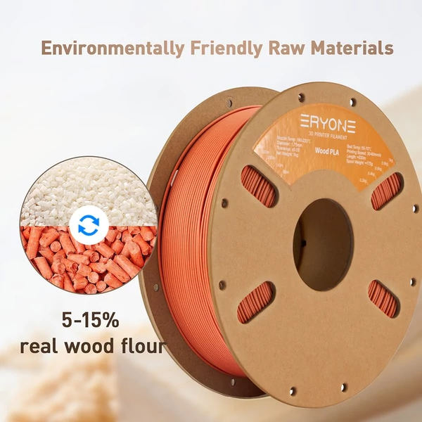 ERYONE Wood PLA 1kg – Faszerű PLA filament -  Fenyőfa