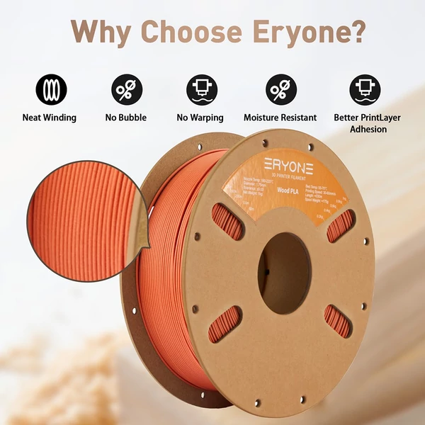 ERYONE Wood PLA 1kg – Faszerű PLA filament -  Fenyőfa