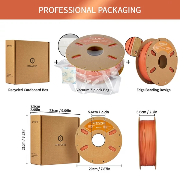 ERYONE Wood PLA 1kg – Faszerű PLA filament -  Fenyőfa