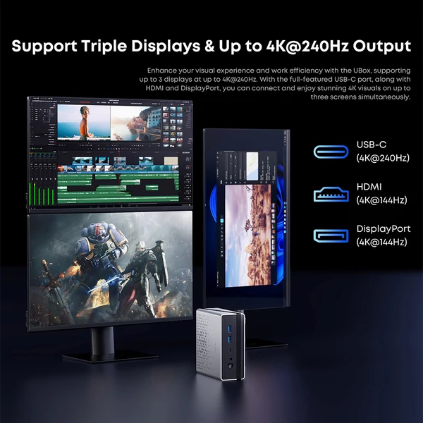 CHUWI UBox mini PC – Ryzen 5 6600H, 16GB LPDDR5, 512GB SSD, 4K triplamonitor, WiFi 6, BT 5.3