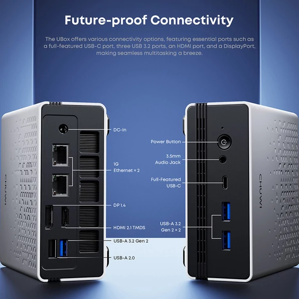 CHUWI UBox mini PC – Ryzen 5 6600H, 16GB LPDDR5, 512GB SSD, 4K triplamonitor, WiFi 6, BT 5.3